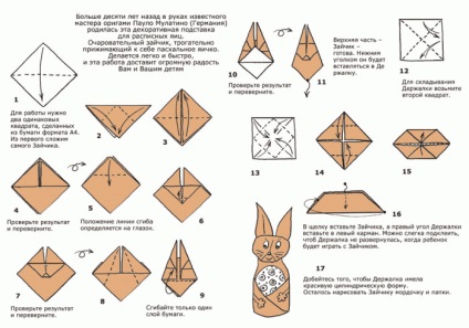Decorative de ouă de iepuras de iepuras de iepure origami de hârtie