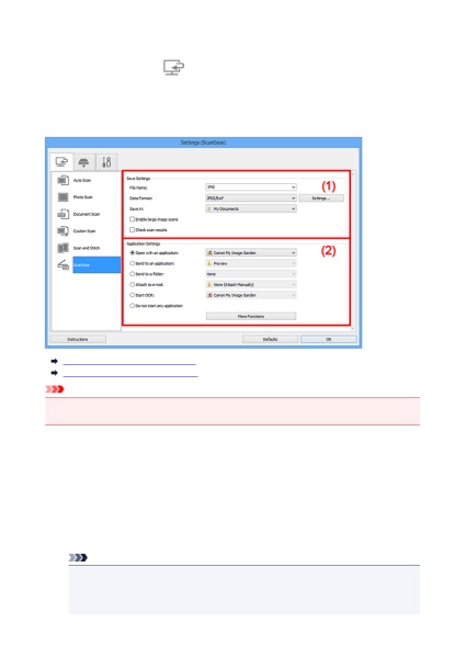 A párbeszédablak „opciók (ScanGear), a párbeszédablak beállításai (ScanGear) (beállítások (ScanGear