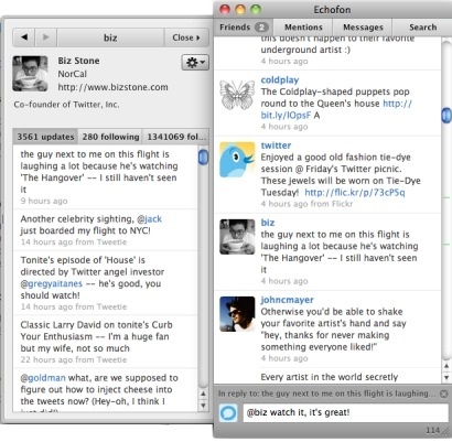 Echofon - un nou client twitter pe desktop, doar un mac