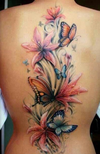 Schițe de flori tatuaje feminine, colibri, fluturi, dantele