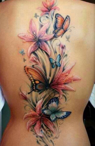 Schițe de flori tatuaje feminine, colibri, fluturi, dantele