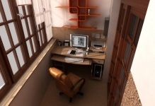 Cabinetul de la locul de muncă balcon pe loggia, fotografie și design, zona computerizată, modificarea camerei,
