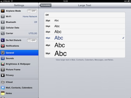 Cum de a schimba dimensiunea fontului în ios (iphone