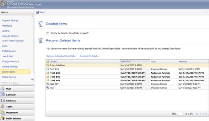 Új funkciók az Outlook Web Access az Exchange 2007 SP1