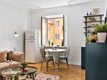 Un apartament cu o cameră de 40 m2, cu fereastră de nisip, roomidea