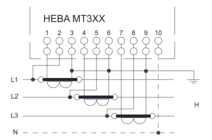 Interogarea și schema de conectare a contorului electric nt mt 324