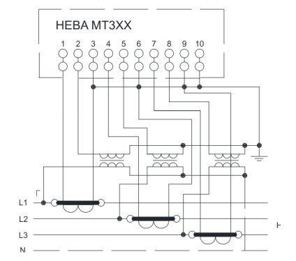 Interogarea și schema de conectare a contorului electric nt mt 324