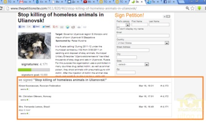 Петиция срещу кучета снимане в Уляновск подписан 4000