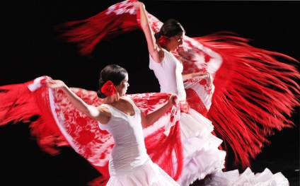 Flamenco dansuri fan și pălării flamenco, bastoane, castanets