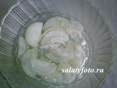Saláta recept egy fotót sült bab és gomba