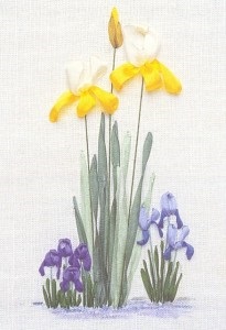 Broderie de irisi cu panglici cu exemple de scheme