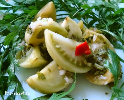 Зелени домати, мариновани Obzhorka - снимка стъпка готварски рецепти