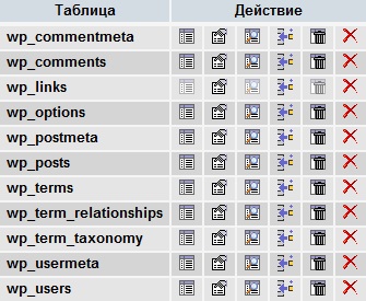 Baza de date wordpress, structura și tabelele