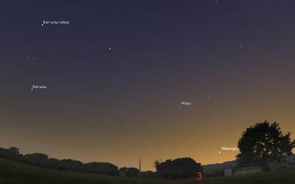 Marele univers al planetei Mercur în cerul seara de la sfârșitul lunii martie 2017