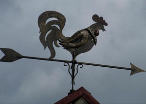 Weathervane pe materialul acoperișului, construcția, instalarea