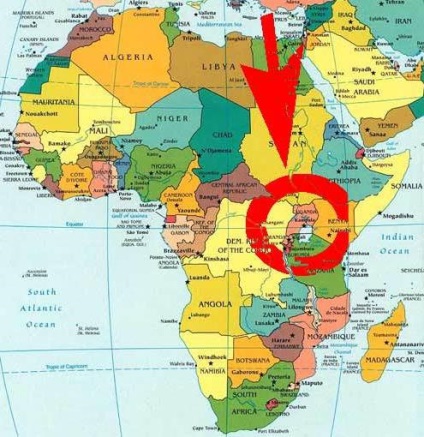 A földrajzi elhelyezkedés Afrika
