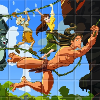 Jocul lui Tarzan se balansează pe liane