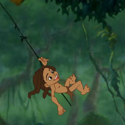 Jocul lui Tarzan se balansează pe liane