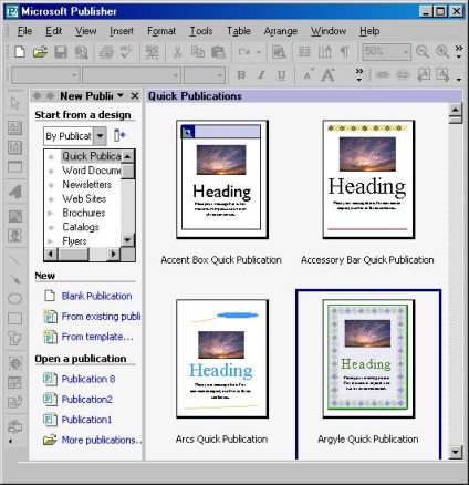 Illusztrált bemutató Microsoft Publisher> gyakorlati munka a Microsoft Publisher>