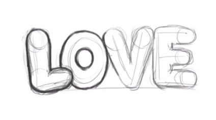 Cum să atragă cuvântul dragoste în etape cu un creion - cât de frumos să atragă cuvântul dragoste (cu un creion