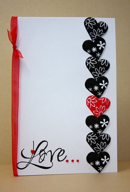 Hogyan készítsünk egy képeslapot saját kezűleg a felirat - a szeretet, a szerelem