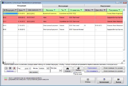 Hogyan lehet rendezni a bejövő napló a kijelölt oszlop a programban regisztrációs dokumentumokat a szervezet