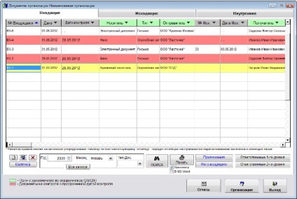 Hogyan lehet rendezni a bejövő napló a kijelölt oszlop a programban regisztrációs dokumentumokat a szervezet