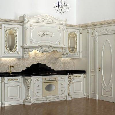 Bucătărie în exemple de stil rococo și design corect