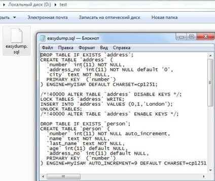 Descărcați Mysqldump, lucrați cu mysqldump, exemple