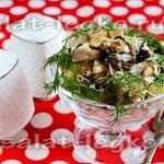 Salata - poiana ciupercilor - cu reteta de fagure cu o poza de pui