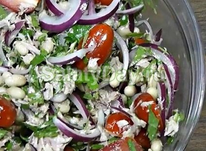 Salată cu fasole albă - produse accesibile, rețetă gust bogată cu fotografii și videoclipuri