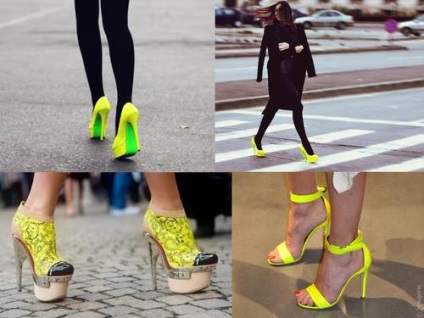 От какво да се носят неонови обувки - снимка идеи