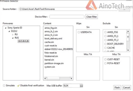 Firmware-ul Sony xperia e3, recuperare rădăcină, rădăcină, ainotech