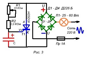 Tiristorul într-un circuit de curent alternativ