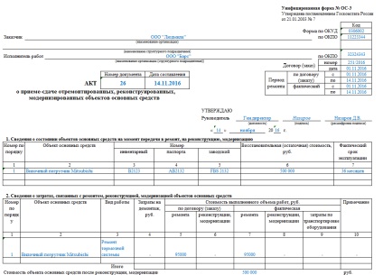 Forma unificată formularul 3, umplerea eșantionului, antreprenor modern