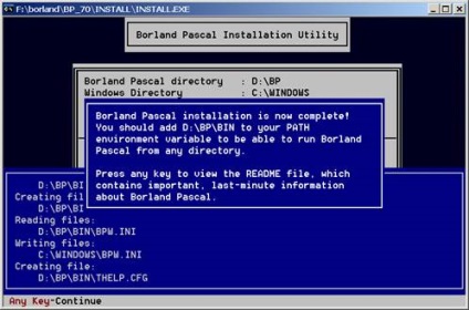 Instalarea de borland pascal 7