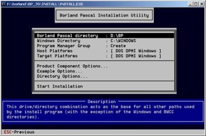 Instalarea de borland pascal 7