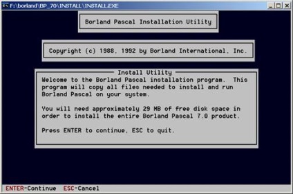 Instalarea de borland pascal 7