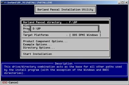 Instalarea de borland pascal 7