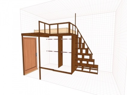 Cel de-al doilea nivel într-o cameră cu un tavan înalt sau un pat de mansardă