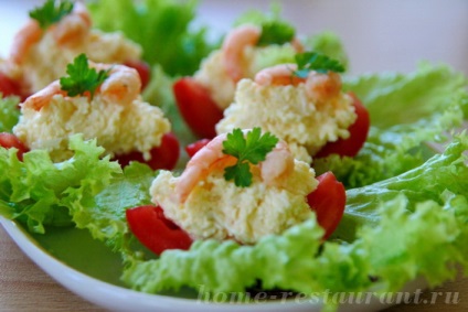 Tomatos aperitiv cu salata de brânză și creveți - restaurant acasă