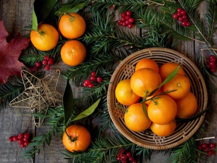 Pom de Crăciun de mandarine pentru masa de Anul Nou