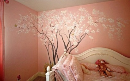 Falfestmény „Sakura” fényerő, gyengédség és romantika a belső
