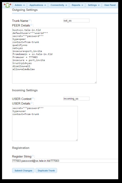 Freepbx trunchiul de sip