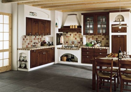 Bucătării într-un stil rustic interior și design de fotografie cu mâinile lor, decorarea unei bucătării mici - lumină