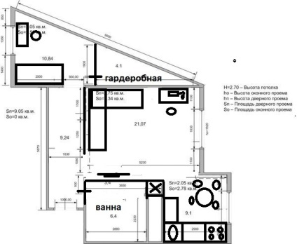 Apartament cu o cameră triunghiulară - interiorul unei camere triunghiulare