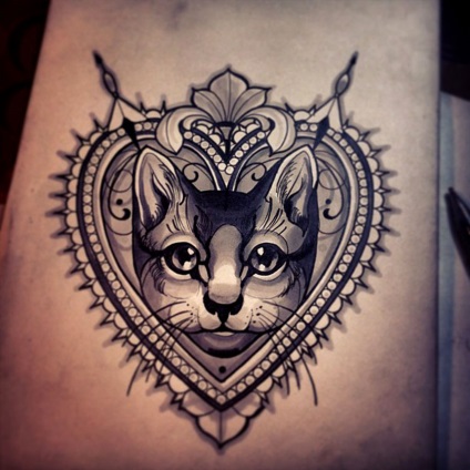 Aranyos és vicces macska tetoválás - tetoválás