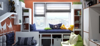 Modă design de cameră pentru un băiat adolescent într-un stil modern