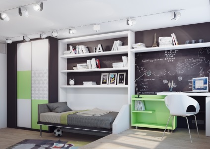 Modă design de cameră pentru un băiat adolescent într-un stil modern