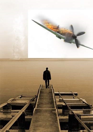 Sújtotta repülőgép poszter formájában a Photoshop